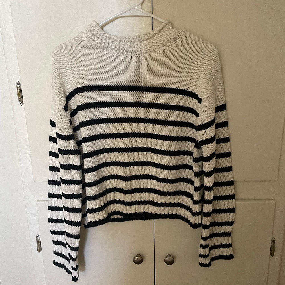 J. Crew Black and White Striped Sweater
